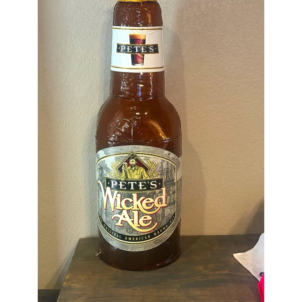 Vintage Pete's Wicked Ale 34" Giant Beer Bottle Advertising Display, Inflatable